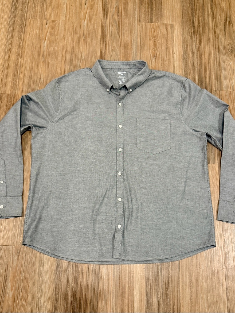 True Classic Men's XXL Grey Button-Down Shirt - Classic Long Sleeve